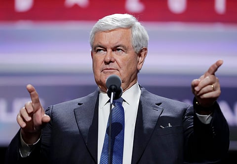 Former Speaker of the House Newt Gingrich at the third day session of the Republican National Convention in Cleveland. (File Photo | AP)