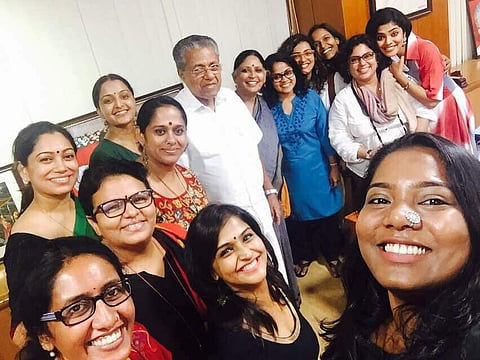 'Women in Cinema Collective' with Chief Minister Pinarayi Vijayan. (Photo|Facebook)