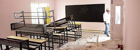 A classroom gets its final touches in Gavipuram Guttahalli, Bengaluru | Vinod Kumar T