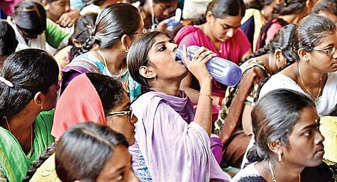 Medicos participating in the protest at MMC on Wednesday | P JAWAHAR