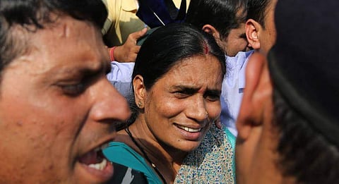 Delhi gang rape victim mother Asha Devi leave from Supreme court after verdict in New Delhi on Friday. | (Shekhar Yadav | EPS)