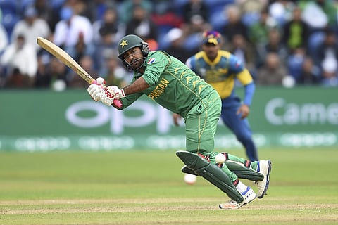 Pakistan's Sarfraz Ahmed in action during the ICC Champions Trophy, Group B cricket match between Pakistan and Sri Lanka, at the Cardiff Stadium. | AP