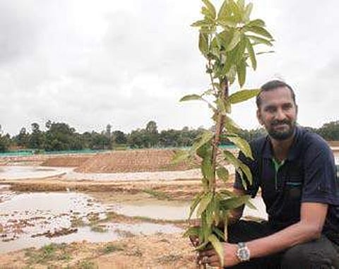 Anand at the Kyalasanahalli lake that is under development Manjunath S