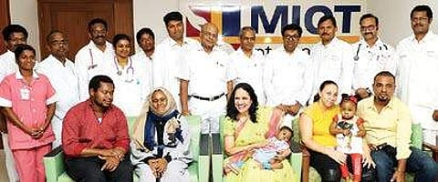 Six-month-old Amed Hafidh with parents and medical staff of Miot Hospital, after his successful liver transplant | Express