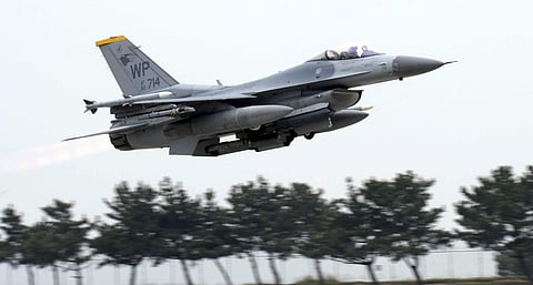 U.S. Air Force's F-16 fighter takes off during an annual joint air exercise 'Max Thunder' between South Korea and the U.S. at a US air base in Gunsan, South Korea. | AP
