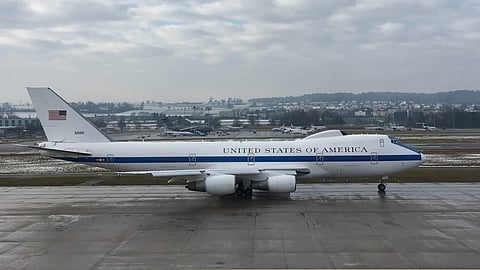 US Air Force's E4-B Boeing 747s at a Zurich airport. (Photo | YouTube)