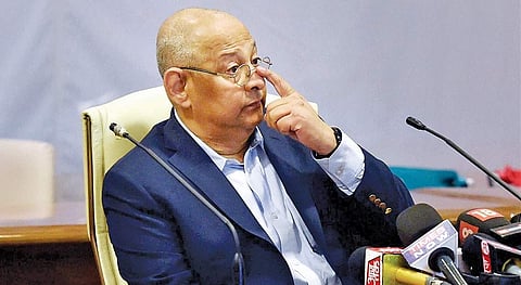 BCCI acting secretary Amitabh Choudhary after the SGM in Mumbai on Monday. | PTI