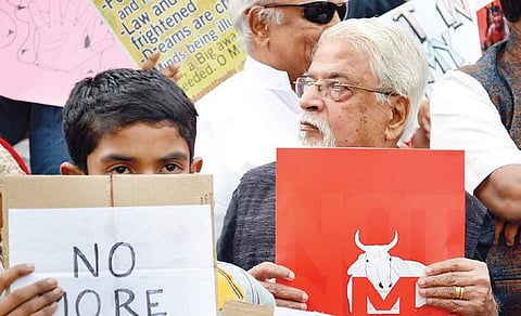SG Vasudev, senior artist, at ‘Not in my name’ protest | Pushkar V
