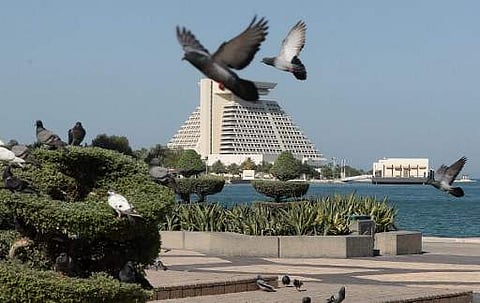 A general view taken on June 5, 2017 shows pigeons flying above the corniche in Doha. Arab nations including Saudi Arabia and Egypt cut ties with Qatar, accusing it of supporting extremism, in the biggest diplomatic crisis to hit the region in years. | AF