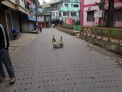 An empty street in Darjeeling during 12-hour bandh on Friday. | Express