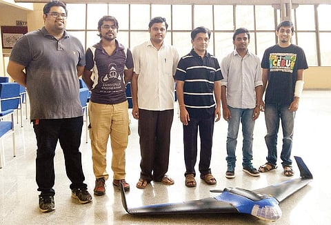 The IISc team with a prototype of the UAV that helps detect nuclear radiation | Express