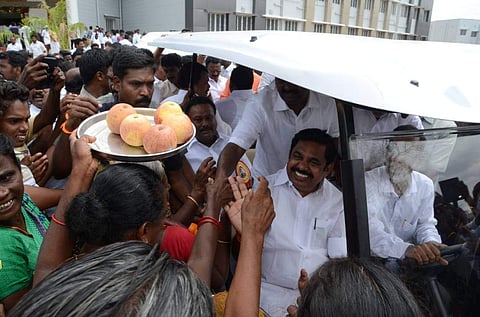 Chief Minister Edapaadi Palaniswamy during the inauguration of a new medical college in Pudukkottai on Friday. Express/M K Ashok Kumar
