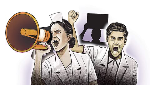 Healthcare providers in the state worry the stir will negatively impact the service sector which is already reeling under the fever epidemic ( Illustration - Amit Bandre)