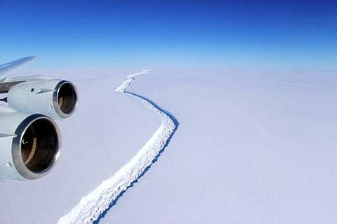 This file handout picture received from NASA via Swansea University on June 1, 2017 shows an aerial view of the Larsen C ice rift in Antarctica. (Fle Photo | AFP/NASA/Swansea University/John Sonntag)