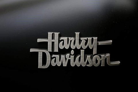 A detail of a commuter's Harley-Davidson motorcycle is photographed in Melbourne, Australia, June 13, 2017. REUTERS/Jason Reed/File Photo