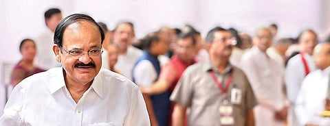 Urban Development Minister Venkaiah Naidu leaves after casting his vote during president election at the Parliament House on Monday | Shekhar yadav