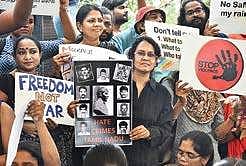 A diverse group of people protested against cases of mob lynching under the #NotInMyName banner at Valluvar Kottam on Saturday | ASHWIN PRASATH