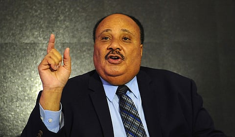 Human rights Advocate Martin Luther King III in the International Conference of Babasaheb Ambedkar in Bangalore on Saturday. (EPS | P Nagesh Polali)