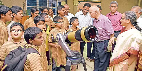 File picture of ISRO former chief U R Rao interacting with young minds at Nehru Planetarium in Bengaluru | nagaraja gadekal