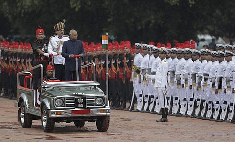 Ram Nath Kovind inspects a guard of honour on Tuesday. (Photo | AP)