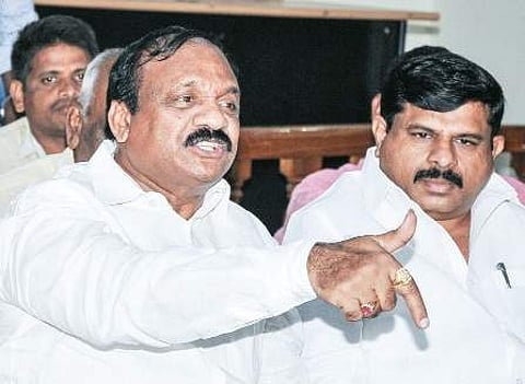 AP State Kapu Welfare and Development Corporation Chairman Chalamalasetty Ramanujaya addressing a news conference in Eluru on Tuesday | Express
