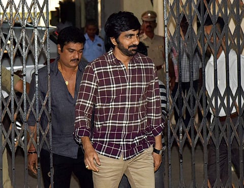 Actor Ravi Teja at SIT Office ( Prohibition and Excise office) Nampally ahead of his interrogation in the drug case. (Express Photo | Vinay Madapy)