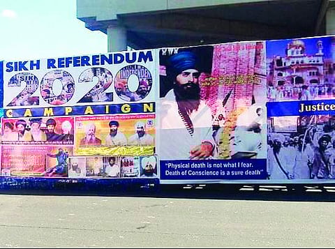 A hoarding featuring slain militant leader Jarnail Singh Bhindranwale | Express