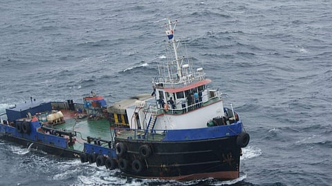 The Panama-registered ship carrying 1500 kg of heroin apprehended by the Indian Coast Guard off the Gujarat Coast on Sunday. (ENS)
