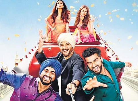 Anil Kapoor, the two Arjun Kapoor’s, Ileana D’Cruz and Athiya Shetty in the family rom com Mubarakan