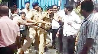 The incident was caught on CCTV