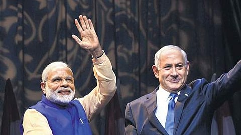 PM Narendra Modi with Israeli PM Benjamin Netanyahu
