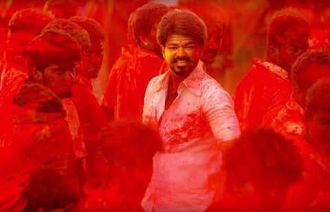 Vijay in a still from the Aalaporan Thamizhan track from Mersal. (Photo | Facebook/Vijay)