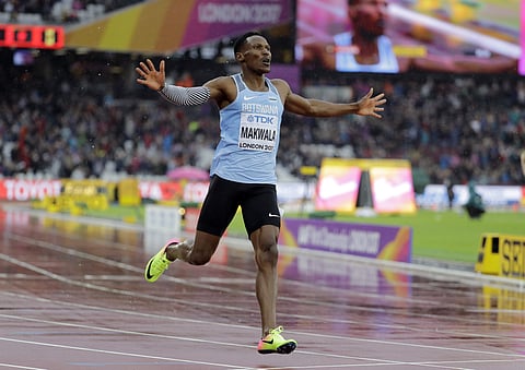 Makwala ran an individual time trial to qualify for the 200m semi-finals after he missed the 200m heats and the 400m final as he was barred from competing for 48 hours while organisers tried to halt a norovirus outbreak. (AP Photo/David J. Phillip)