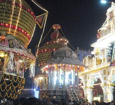 A file photo of various chariots of Krishna temple in Udupi
