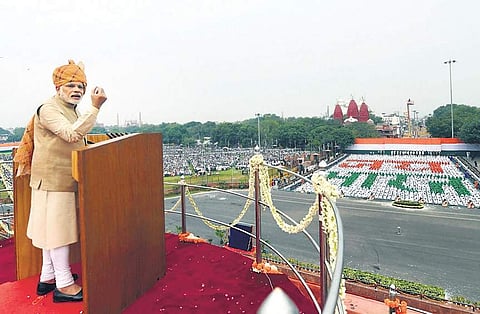 PM Narendra Modi addressing the nation on the 69th Independence Day. (File photo)