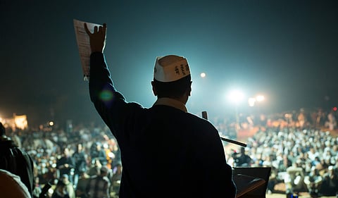 A still from Khushboo Ranka and Vinay Shukla's documentary on Arvind Kejriwal, 'An Insignificant Man'.
