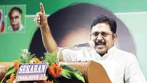 Dhinakaran speaking at the birth centenary celebration of MGR in Madurai on Monday | k k sundar