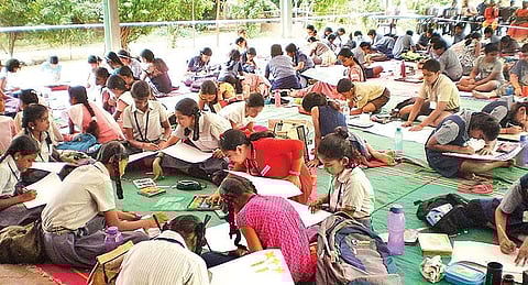 Children at the drawing competition held in 2016
