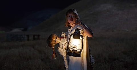 This image released by Warner Bros Pictures shows Lulu Wilson in 'Annabelle: Creation.' (Warner Brothers Pictures via AP)