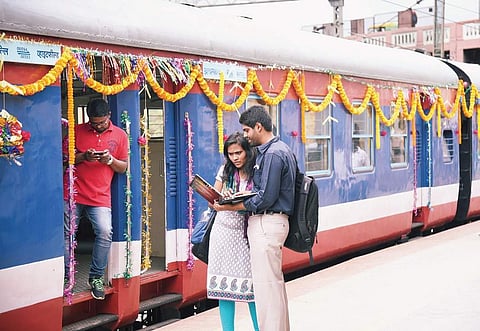 Commuters wait to board the MP Balashowry discussed several railway development works in the Machilipatnam constituency with the Railway Minister in Delhi on Tuesday.