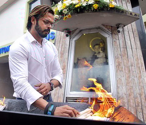 S Sreesanth offers prayers at St Antony’s Church in Kochi. | Express File Photo
