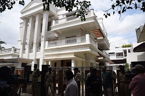 Energy minister DK Shivakumar's house in Sadashivanagara at Bengaluru. | (Nagaraja Gadekal | EPS)