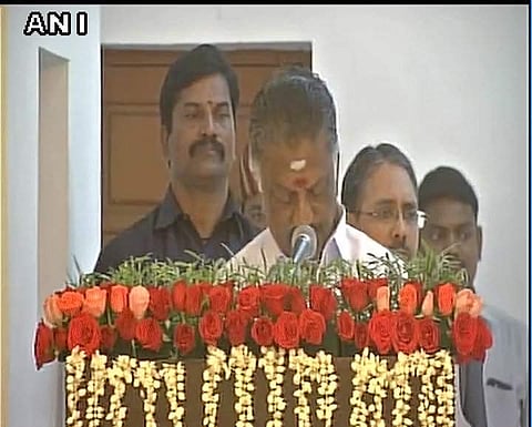 O Panneerselvam taking oath. (Photo: ANI)