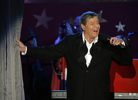 FILE - In this Sept. 5, 2005, file photo, longtime host Jerry Lewis performs during the Muscular Dystrophy Association telethon | AP