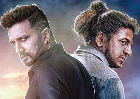 Shivarajkumar and Sudeep in the poster of The Villain.