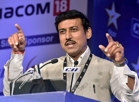 Minister of State for Information Broadcasting Rajyavardhan Rathore in New Delhi. | PTI