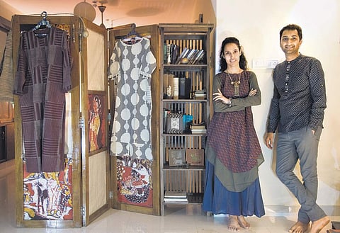 Bhoomi Dani and Priyam Shah with their unique form of block printed dresses|R Satish Babu