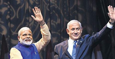 PM Narendra Modi with Israeli PM Benjamin Netanyahu