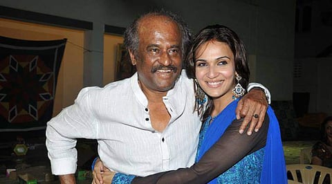 Superstar Rajinikanth and daughter Soundarya. (Photo | Twitter)