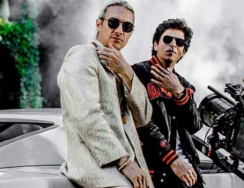 Shah Rukh Khan and Diplo in the video of 'Phurr'. (Photo | Youtube)